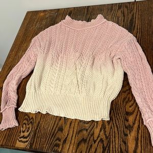 Anthropologie size M cable knit pink ombré sweater cotton